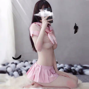 Japanese Anime Underwear Set Cute Pink Sailor Dress Lolita Erotic Cosplay Costume School Girl Uniform Outfit Sexy Lingerie