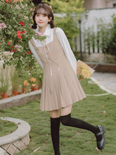 Load image into Gallery viewer, Japanese Girl JK Uniform Set Fall Women Long Sleeve Suit Collar Embroidered Coat Top+Shirt Stitching Pleated Dress Set Autumn
