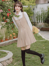 Load image into Gallery viewer, Japanese Girl JK Uniform Set Fall Women Long Sleeve Suit Collar Embroidered Coat Top+Shirt Stitching Pleated Dress Set Autumn