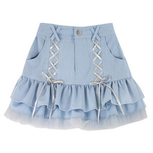 Load image into Gallery viewer, Japanese Kawaii Mini Skirt Women Summer Casual Designer Elegant Lolita Sexy Skirt High Waist Lace Bandage Y2k Sweet Skirt 2021