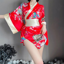Load image into Gallery viewer, Japanese Kimono Hot Uniform Sexy Cosplay Outfit for Women Traditional Style Robe Yukata Costumes Pajamas Soft Silk Belt 3pcs Set