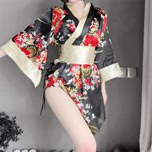 Load image into Gallery viewer, Japanese Kimono Hot Uniform Sexy Cosplay Outfit for Women Traditional Style Robe Yukata Costumes Pajamas Soft Silk Belt 3pcs Set
