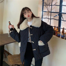 Load image into Gallery viewer, Japanese Korean Cute Lolita Jackets Women Winter Tea Party Horn Button Coat Female Kawaii Rabbit Fur Collar Lololita Coat Parkas