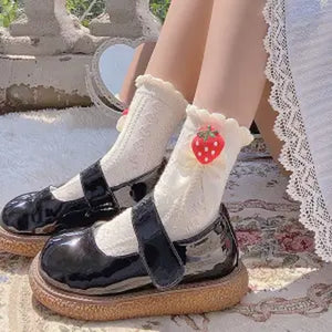 Japanese Lolita Calf Socks Lace Women Strawberry Sweet Strawberry Mid Tube Socks Pretty Princess Cosplay Girls Summer 2021 New