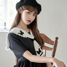 Load image into Gallery viewer, Japanese Lolita Women Dress Kawaii Sweet Ruffle Jk Midi Dress Soft Girl Vintage College Style Peter Pan Collar Summer Lady Dress