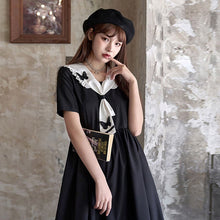 Load image into Gallery viewer, Japanese Lolita Women Dress Kawaii Sweet Ruffle Jk Midi Dress Soft Girl Vintage College Style Peter Pan Collar Summer Lady Dress