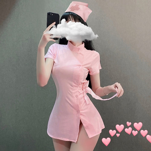 Japanese Maid School Girl Pink White Kawaii Doctor Roleplay Outfit for Woman Nurse Cosplay Costume Women Sexy Cosplay Lingerie