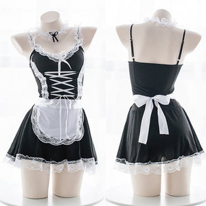 Japanese Maid Uniform Sexy Lingerie Cosplay French Apron Maid Servant Lolita Sexy Costume Babydoll Dress Erotic Lingerie