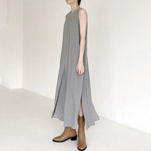 Load image into Gallery viewer, Japanese Mori Girl Style Sleeveless Maxi Solid Color Dress Women&#39;s Split Soft Cotton Tank T-shirt Sundress