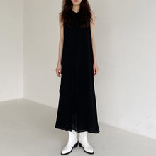 Load image into Gallery viewer, Japanese Mori Girl Style Sleeveless Maxi Solid Color Dress Women&#39;s Split Soft Cotton Tank T-shirt Sundress