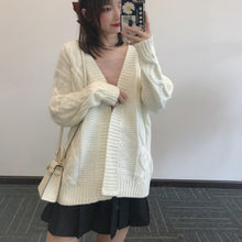 Load image into Gallery viewer, Japanese New Autumn Winter Knit Cardigans Women Solid Color Simple All Match Elegant Sweater Coat Lace-up Slim Waist Pull Femme