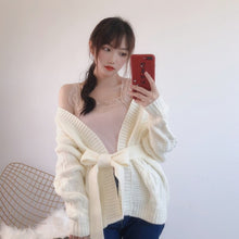 Load image into Gallery viewer, Japanese New Autumn Winter Knit Cardigans Women Solid Color Simple All Match Elegant Sweater Coat Lace-up Slim Waist Pull Femme