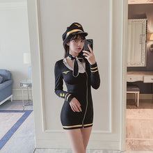 Load image into Gallery viewer, Japanese Stewardess Uniform Cosplay Costumes Women Party Night Club Dress Flight Attendant Uniform Sexy School Girl Costume