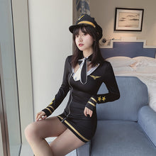 Load image into Gallery viewer, Japanese Stewardess Uniform Cosplay Costumes Women Party Night Club Dress Flight Attendant Uniform Sexy School Girl Costume