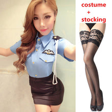 Load image into Gallery viewer, Japanese Style Police Sexy Cosplay School Women Uniform Girls Mini Black Skirt Underwear Teacther Costume Lingerie Set Clubwear