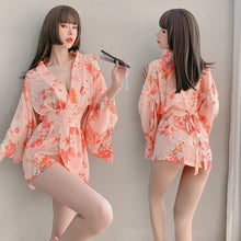 Load image into Gallery viewer, Japanese Style Yukata Bathrobe Women Floral  Print Haori Japan Uniform Cosplay Costume Party Short Gown Sakura Girl Kimono Dress