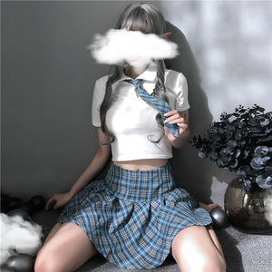 Japanese Sweet JK Uniform Lolita Girl College Style Cosplay Student Costumes Top and Pleated Miniskrit Female Schoolgirl Skirt