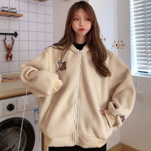 Load image into Gallery viewer, Japanese Sweet Kawaii Zipper Coat Winter Hooded Harajuku Fleece Flannel Pullover Korean College Style Bear Print Hoodies Jackets