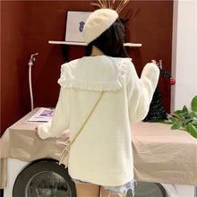 Load image into Gallery viewer, Japanese Sweet Preppy Style Mink Coat Korean 2020 Winter Strawberry Cartoon Embroidery Cardigan White Jacket Coat Lady Outerwear