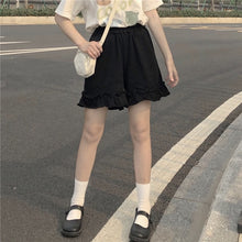 Load image into Gallery viewer, Japanese Sweet Ruffles Pants Cute Mori Girl Solid All Match Wide Leg Kawaii Trousers Women Simple Casual Loose Pantalones