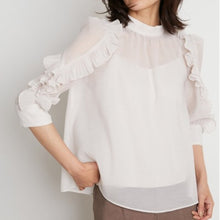 Load image into Gallery viewer, Japanese Sweet Ruffles Sleeve Woman Shirts Elegant Office Lady Autumn 2021 New Women Blouse Stand Collar Loose Moda Blusas Mujer