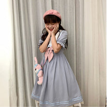 Load image into Gallery viewer, Japanese Sweet Soft Girl Lolita Dress Women 2021 Summer Puff Sleeve Ruffle Dress Elegant Kawaii Cute Bow Princess Midi Dresses