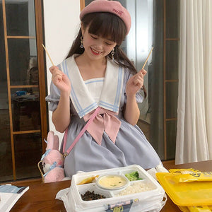 Japanese Sweet Soft Girl Lolita Dress Women 2021 Summer Puff Sleeve Ruffle Dress Elegant Kawaii Cute Bow Princess Midi Dresses