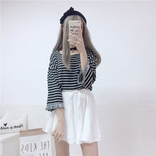 Load image into Gallery viewer, Japanese Teen Girl Retro Striped T-shirts 2022 Loose All Match Three Quarter Tops Sweet Spring Summer Simple Tee Ropa Mujer