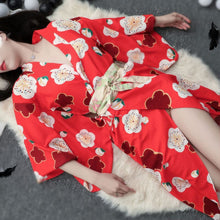 Load image into Gallery viewer, Japanese Traditional Woman Long Kimono Cardigan Cosplay Traditional Geisha Robe Vintage Clothes Polyester Sexy Kimono Lingerie