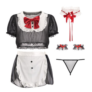 Japanese Underwear Cute Little Maid Sexy Perspective Mesh Uniform Temptation Role Play School Girl Cosplay Costume Maid Outfit