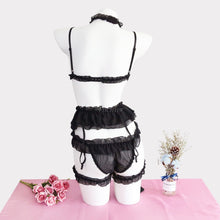 Load image into Gallery viewer, Japanese Womens Unifor Sexy Exotic Costumes Black &amp; White Lingerie Set Lolita Ruffle Underwear Panties Bondage Kawaii Nightwear