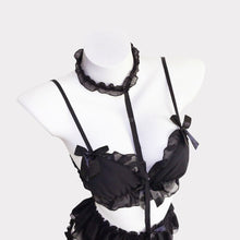 Load image into Gallery viewer, Japanese Womens Unifor Sexy Exotic Costumes Black &amp; White Lingerie Set Lolita Ruffle Underwear Panties Bondage Kawaii Nightwear