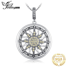 Load image into Gallery viewer, JewelryPalace Celestial Sun 925 Sterling Silver Cubic Zirconia Charm Statement Pendant Necklace Women Jewelry Without a Chain