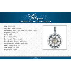 JewelryPalace Celestial Sun 925 Sterling Silver Cubic Zirconia Charm Statement Pendant Necklace Women Jewelry Without a Chain