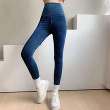 Load image into Gallery viewer, Kaka Denim Barbie Pants Thin Section High Waist Hip Tight Abdomen Feet Slim Yoga Outer Wear Pencil Pants Women&#39;s Sports Pants