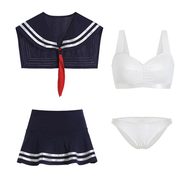 Kawaii Anime Sexy Lingerie Cosplay Uniform Temptation Sailor Costumes Campus Style School Girl Outfits Bra and Panties Set