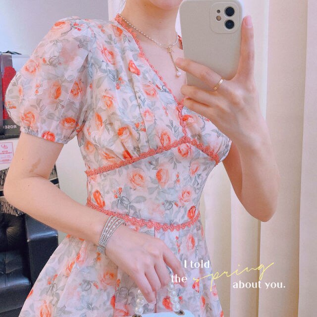 Kawaii Floral Short Jumpsuit Women Summer 2021 Lace Print  Casual Elegant Jumpsuit Puff Sleeve Korean Fashion Bohemian Clothes