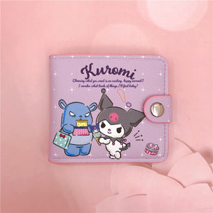 Kawaii Hello Kitty Cinnamoroll My Melody Kuromi Sanrios New Pu Casual Money Bag Coin Purse Card Holder Wallet With Buttons