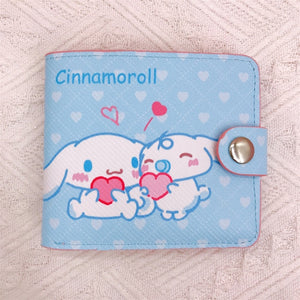 Kawaii Hello Kitty Cinnamoroll My Melody Kuromi Sanrios New Pu Casual Money Bag Coin Purse Card Holder Wallet With Buttons