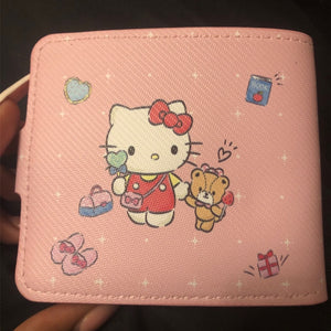 Kawaii Hello Kitty Cinnamoroll My Melody Kuromi Sanrios New Pu Casual Money Bag Coin Purse Card Holder Wallet With Buttons