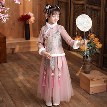 Load image into Gallery viewer, Kids New Year Dress Clothes Autumn Winter New Embroider Girl&#39;s Hanfu Cheongsam Chinese Tradition Wedding Flower Girl Dresses