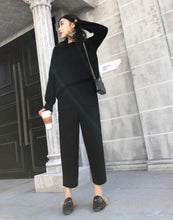 Load image into Gallery viewer, Knitted 2 pieces Set Tracksuits Women  Autumn Winter Thick Warm O-neck Loose Sweater+Ankle-Length Pants Warm Cashmere Suit