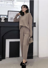 Load image into Gallery viewer, Knitted 2 pieces Set Tracksuits Women  Autumn Winter Thick Warm O-neck Loose Sweater+Ankle-Length Pants Warm Cashmere Suit