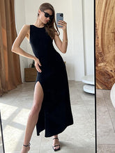 Load image into Gallery viewer, Knitted Split Sleeveless Midi Women Dress Sexy Solid Slim Hip Package Dresses 2023 Spring Summer Ladies Fashion Vestido