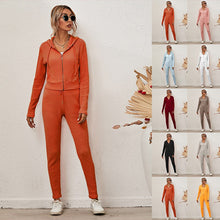 Load image into Gallery viewer, Knitted Tracksuit Women Two Piece Set Autumn Clothes Solid Color Zipper Hooded Top and Long Pants Suit Casual Lounge Wear Outfit