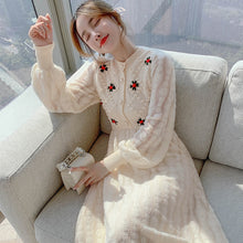 Load image into Gallery viewer, Knitting Maxi Dresses for Women Female Korea Style Slim Embroidery Warm Wool Long Sleeve Woman Dress Party 2022 Autumn Winter