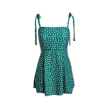 Load image into Gallery viewer, Korea Style One Piece Swimsuit Women Dots Print Swimwear Skirted Monokini Push Up Swim Suit Bow Trikini Green Bathing Suit Pad