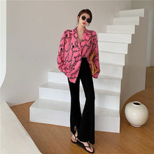 Load image into Gallery viewer, Korean Adult Lady Like Woman Style Printed Loose Suit Shirt Pink Long Blazer Feminino Women Coat Vintage Streetwear Clothing