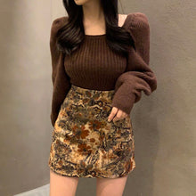 Load image into Gallery viewer, Korean Chic Early Autumn Slim Knit Pullovers Women French Retro Lantern Sleeve Elegant Knitted Tops Casual Fashion Sweaters