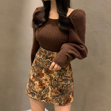 Load image into Gallery viewer, Korean Chic Early Autumn Slim Knit Pullovers Women French Retro Lantern Sleeve Elegant Knitted Tops Casual Fashion Sweaters